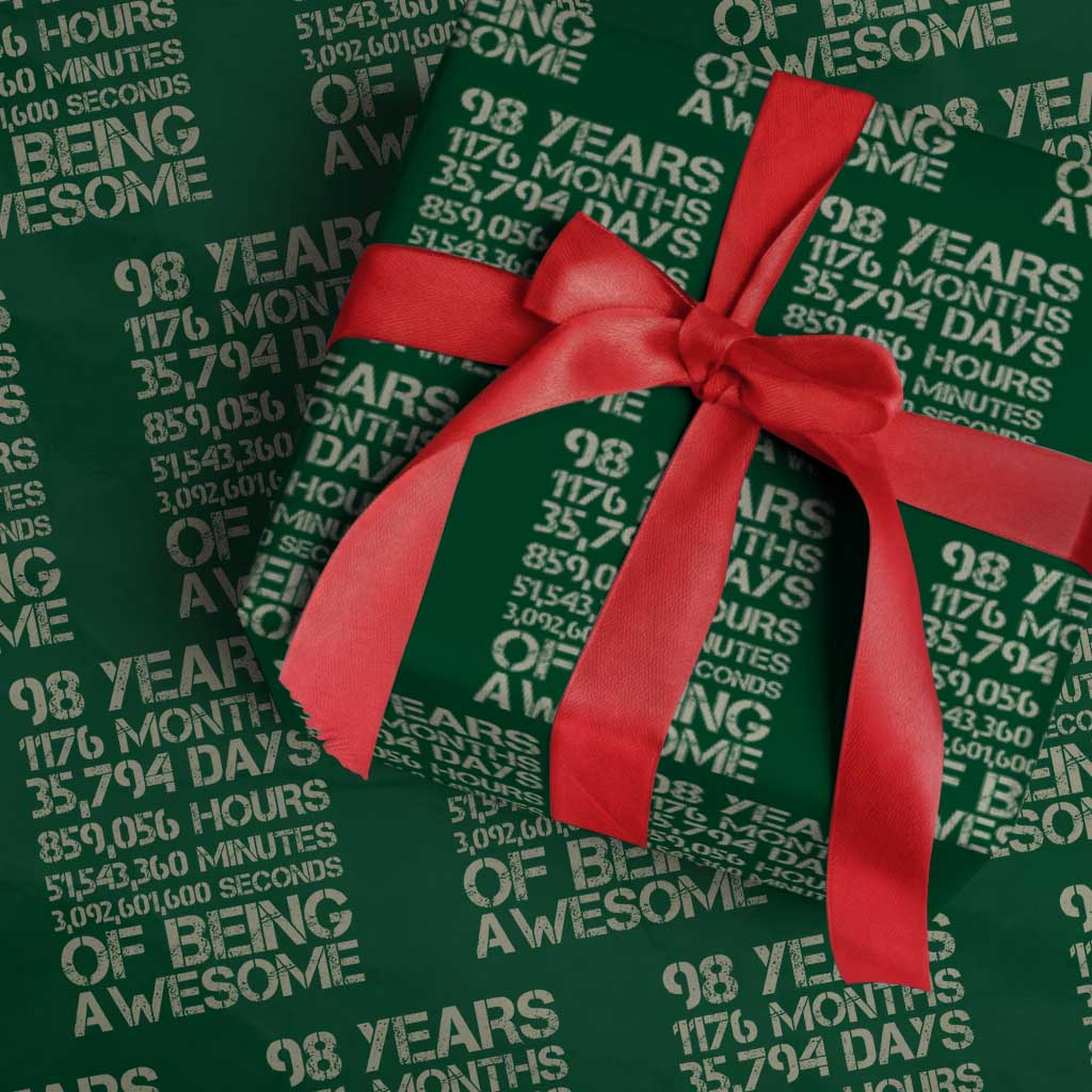 Vintage 98th Milestone Birthday Wrapping Paper Roll 98 Years Of Being Awesome
