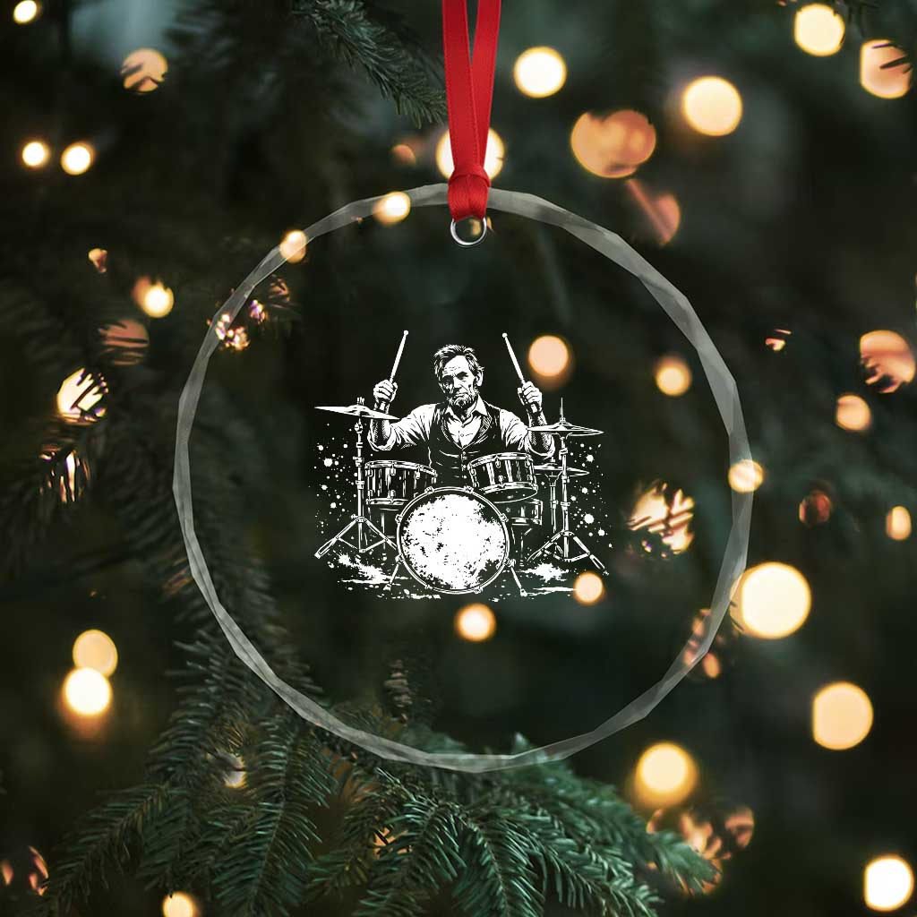 Vintage Abraham Lincoln Playing Drums Graphic Crystal Glass Ornament Abe Musician Patriotic Rockstar Drummer President TS02 Print Your Wear