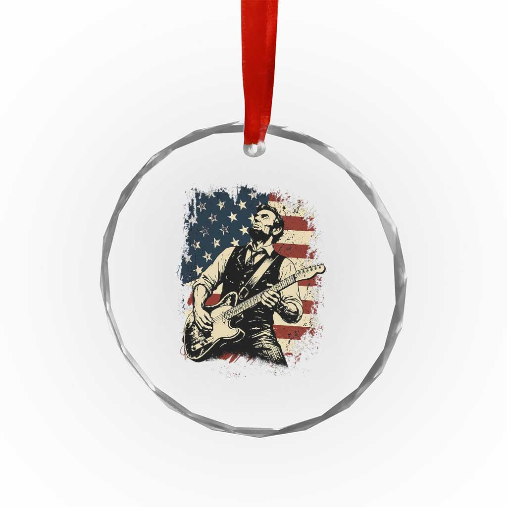 Vintage Abraham Lincoln Playing Electric Guitar Crystal Glass Ornament Patriotic Rocker Gift TS12 Print Your Wear