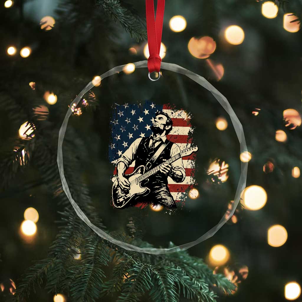 Vintage Abraham Lincoln Playing Electric Guitar Crystal Glass Ornament Patriotic Rocker Gift TS12 Print Your Wear