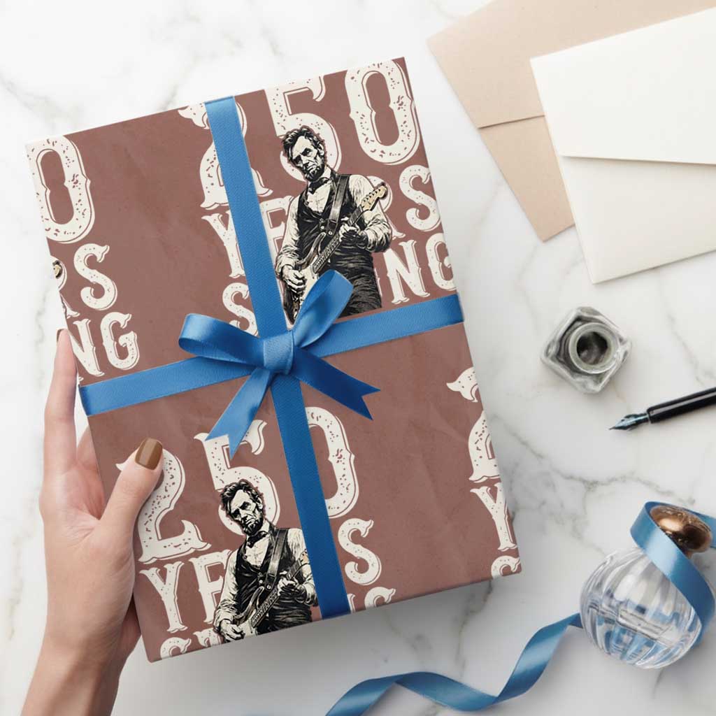 Vintage Abraham Lincoln Playing Guitar Wrapping Paper Roll 250 Years Strong