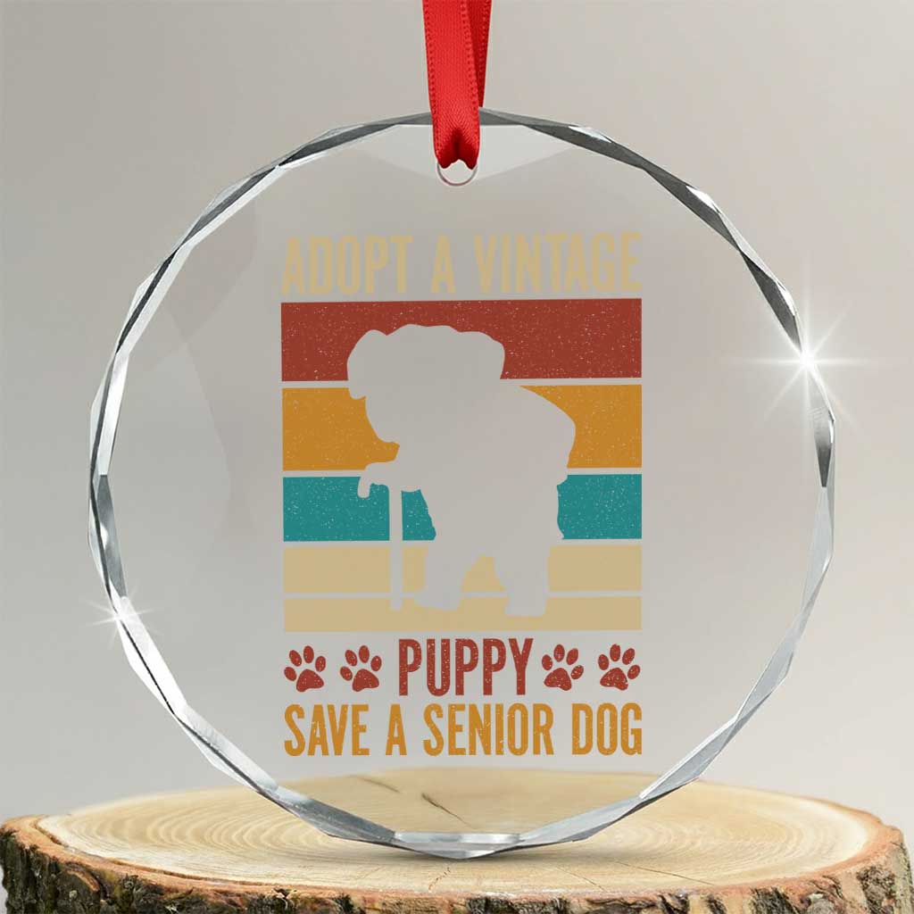 Vintage Adopt a Senior Dog Crystal Glass Ornament Rescue Animal Adoption Old Dog Shelter Pet TS10 Transparent Glass 3'' Circle Print Your Wear