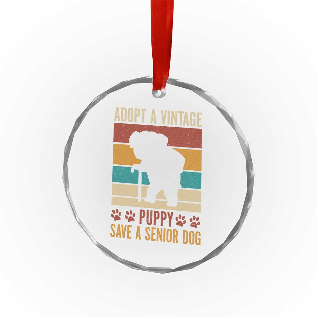 Vintage Adopt a Senior Dog Crystal Glass Ornament Rescue Animal Adoption Old Dog Shelter Pet TS10 Transparent Glass 3'' Circle Print Your Wear