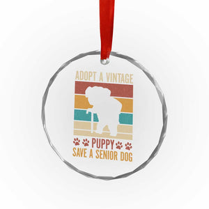 Vintage Adopt a Senior Dog Crystal Glass Ornament Rescue Animal Adoption Old Dog Shelter Pet TS10 Transparent Glass 3'' Circle Print Your Wear