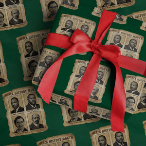 Vintage African American Heroes Wrapping Paper Roll Black Pride Inspiration TS12 Green Print Your Wear