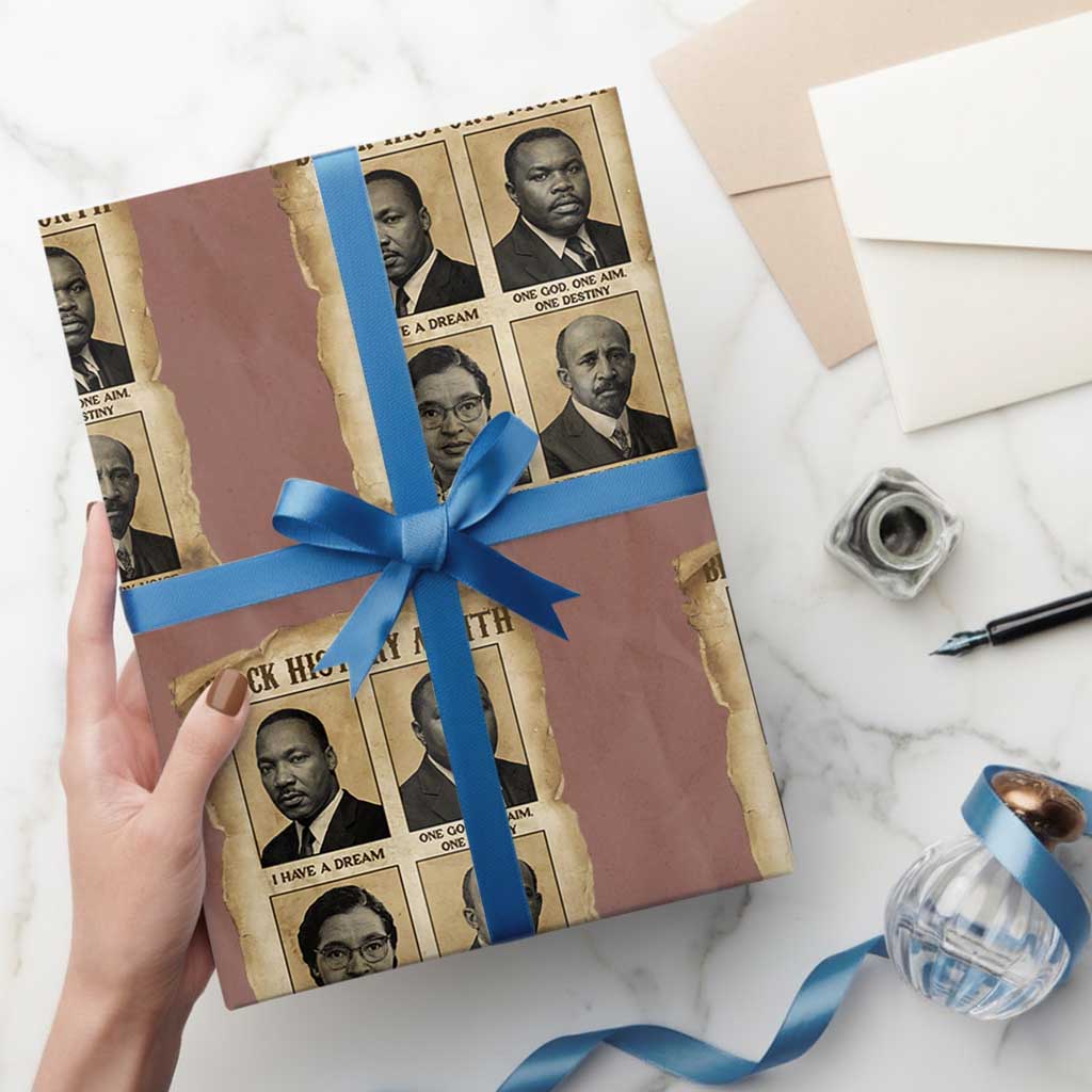 Vintage African American Heroes Wrapping Paper Roll Black Pride Inspiration TS12 Mocha Print Your Wear