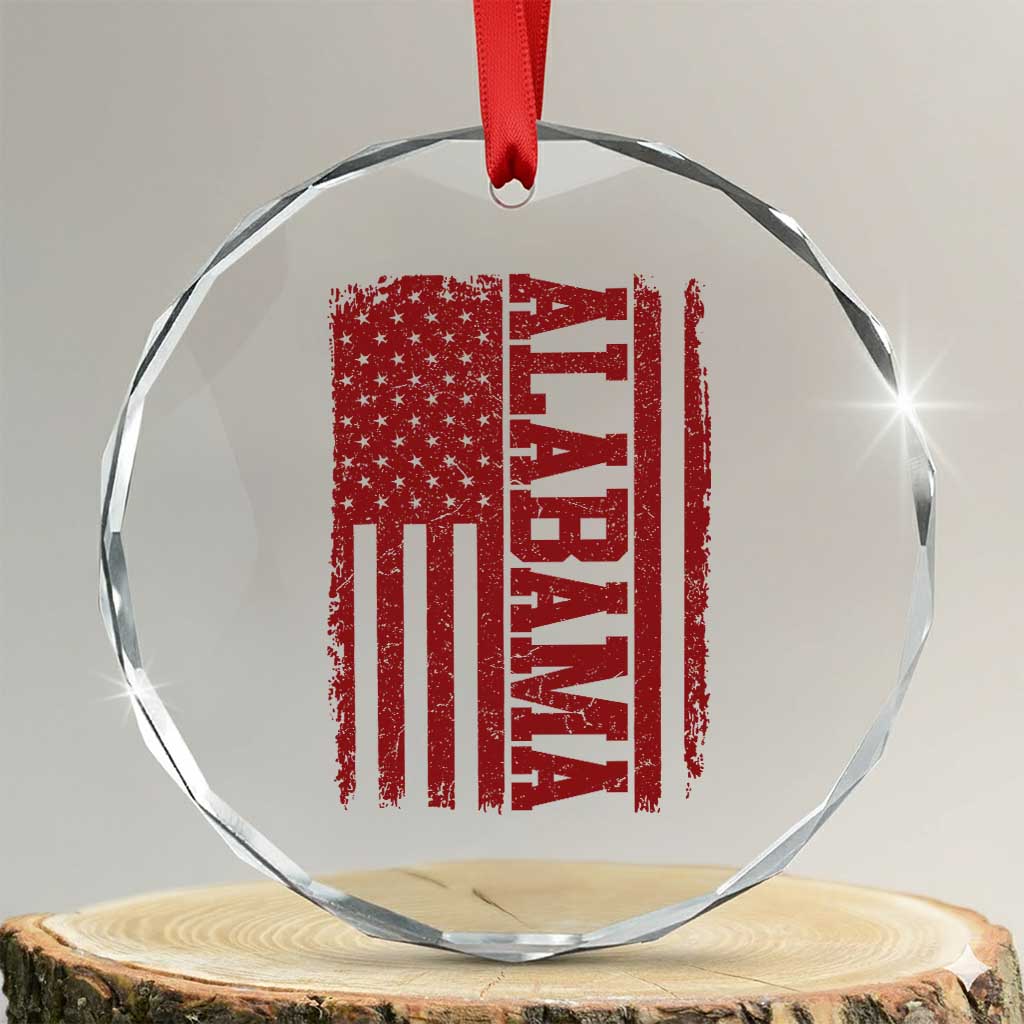 Vintage Alabama Fan Crystal Glass Ornament Classic Retro City USA Flag Game Day TS10 Transparent Glass 3'' Circle Print Your Wear