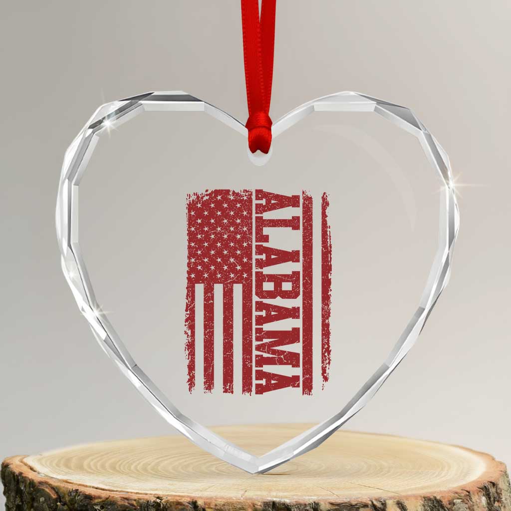 Vintage Alabama Fan Heart Crystal Glass Ornament Classic Retro City USA Flag Game Day TS10 Transparent Glass 3'' Heart Print Your Wear