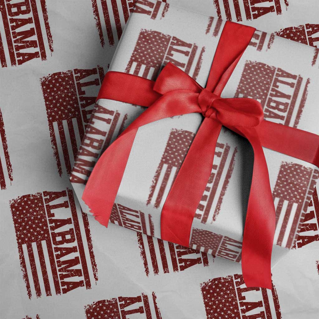 Vintage Alabama Fan Wrapping Paper Roll Classic Retro City USA Flag Game Day TS10 White Print Your Wear