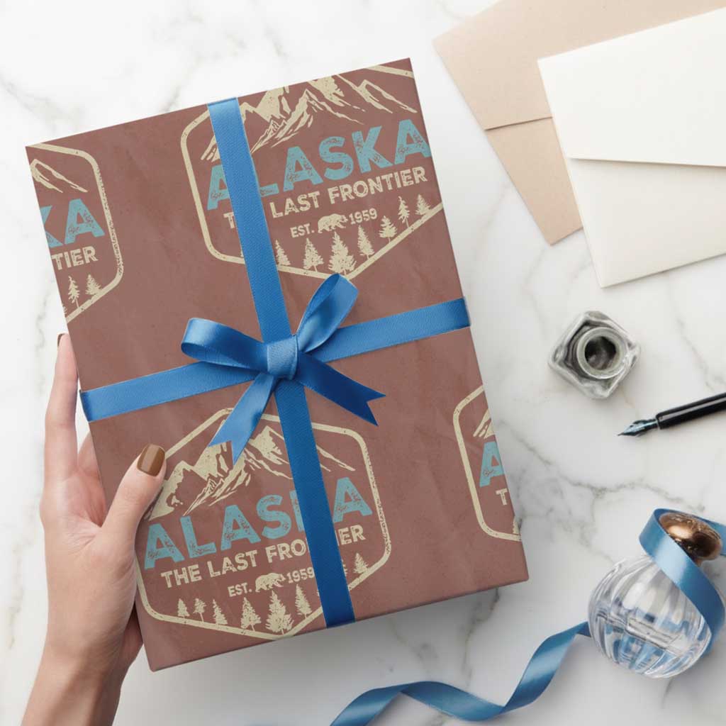 Vintage Alaska The Last Frontier Wrapping Paper Roll Retro Alaskan Bear Mountain Souvenir TS10 Mocha Print Your Wear