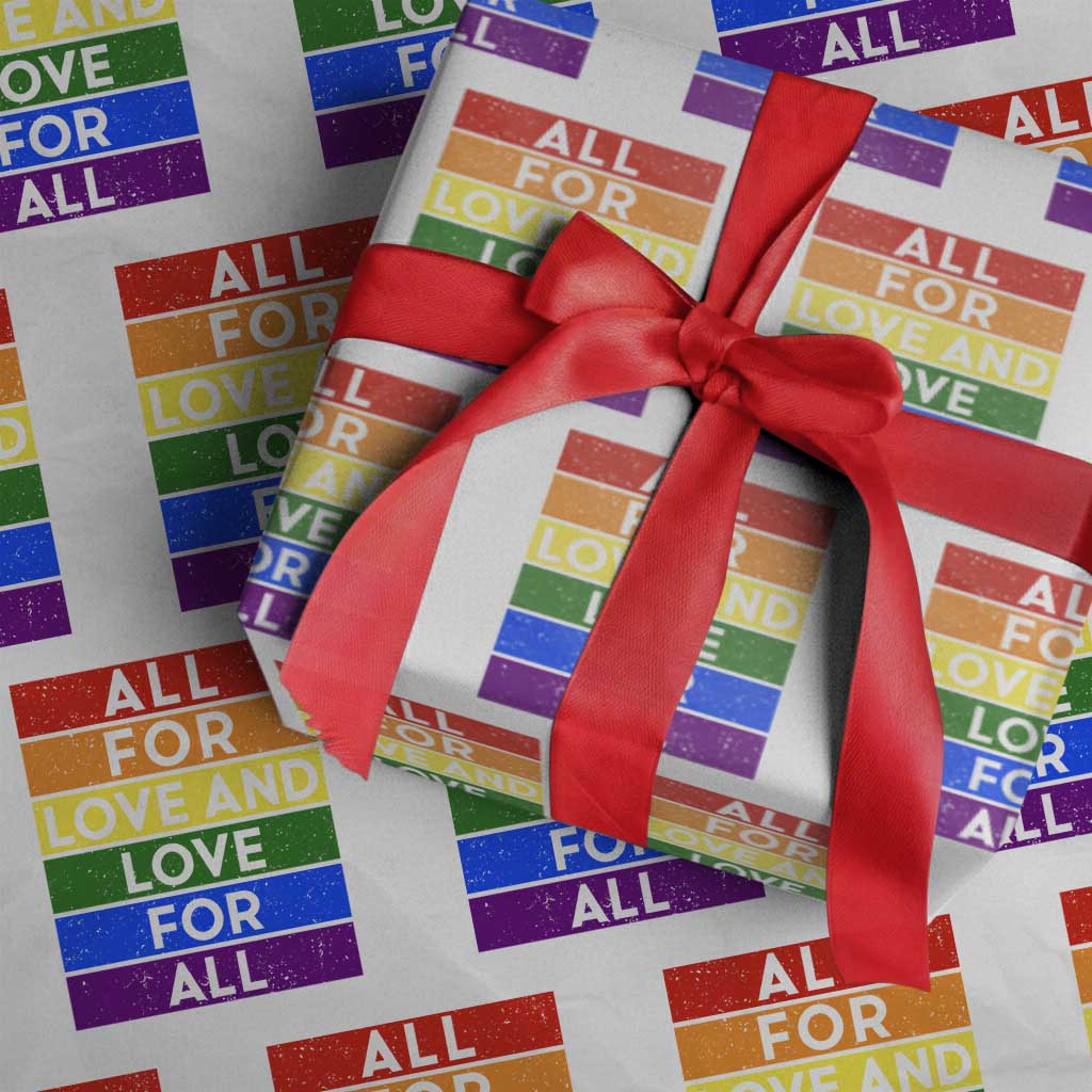 Vintage All For Love And Love For All Wrapping Paper Roll Pride Month Rainbow Graphic TS12 White Print Your Wear