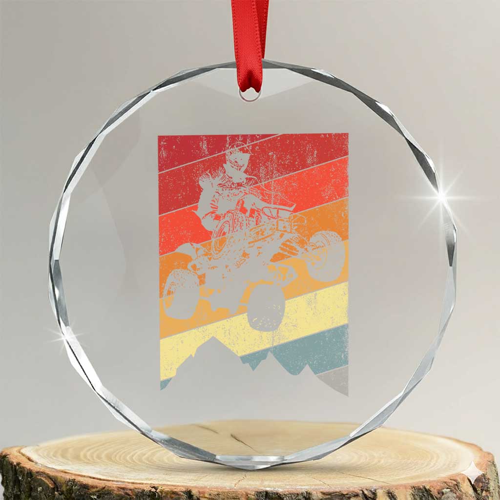 Vintage All-Terrain Vehicles Crystal Glass Ornament Retro 4 Wheeler ATV Riding Quadrider TS10 Transparent Glass 3'' Circle Print Your Wear