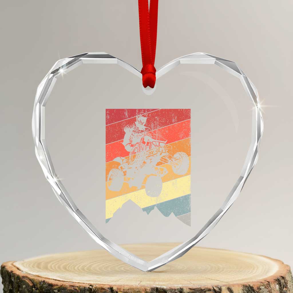 Vintage All-Terrain Vehicles Heart Crystal Glass Ornament Retro 4 Wheeler ATV Riding Quadrider TS10 Transparent Glass 3'' Heart Print Your Wear