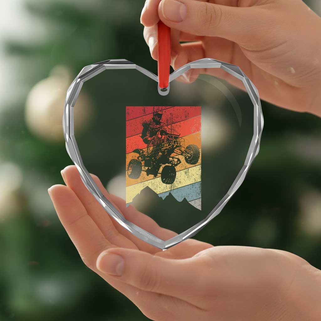 Vintage All-Terrain Vehicles Heart Crystal Glass Ornament Retro 4 Wheeler ATV Riding Quadrider TS10 Print Your Wear