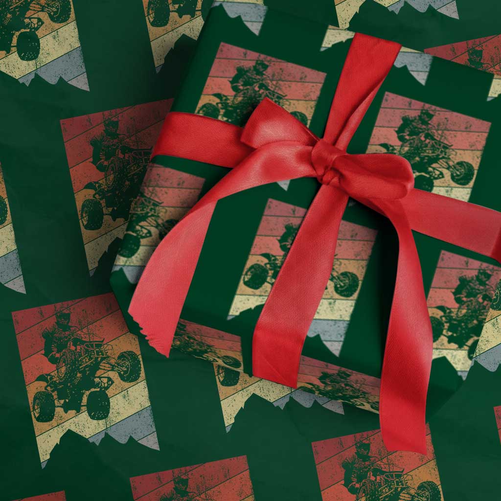 Vintage All-Terrain Vehicles Wrapping Paper Roll Retro 4 Wheeler ATV Riding Quadrider TS10 Green Print Your Wear