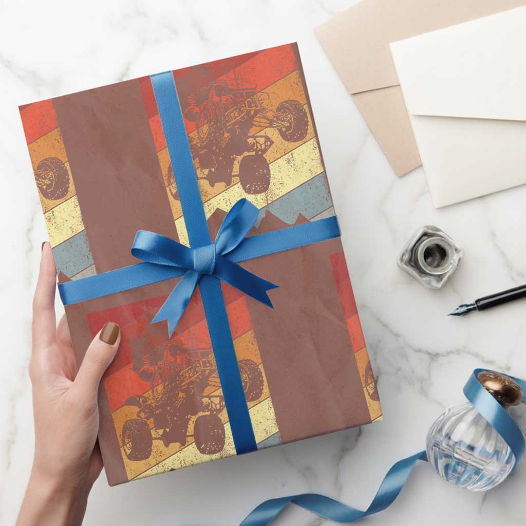 Vintage All-Terrain Vehicles Wrapping Paper Roll Retro 4 Wheeler ATV Riding Quadrider TS10 Mocha Print Your Wear