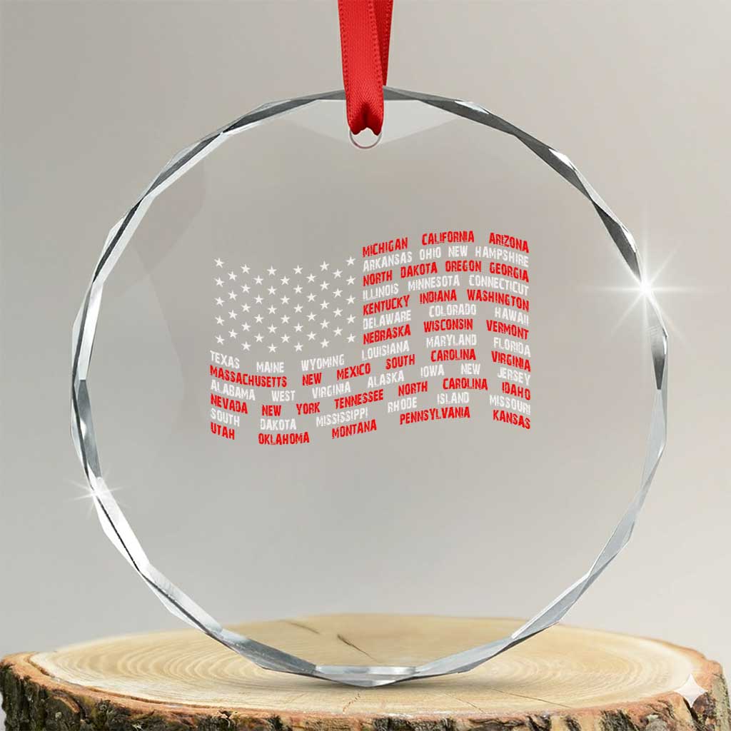 Vintage American Flag 50 States Crystal Glass Ornament Patriotic Gift TS12 Transparent Glass 3'' Circle Print Your Wear
