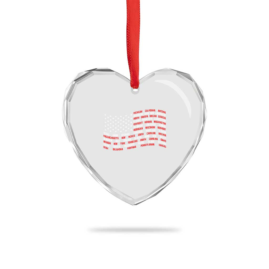Vintage American Flag 50 States Heart Crystal Glass Ornament Patriotic Gift TS12 Print Your Wear