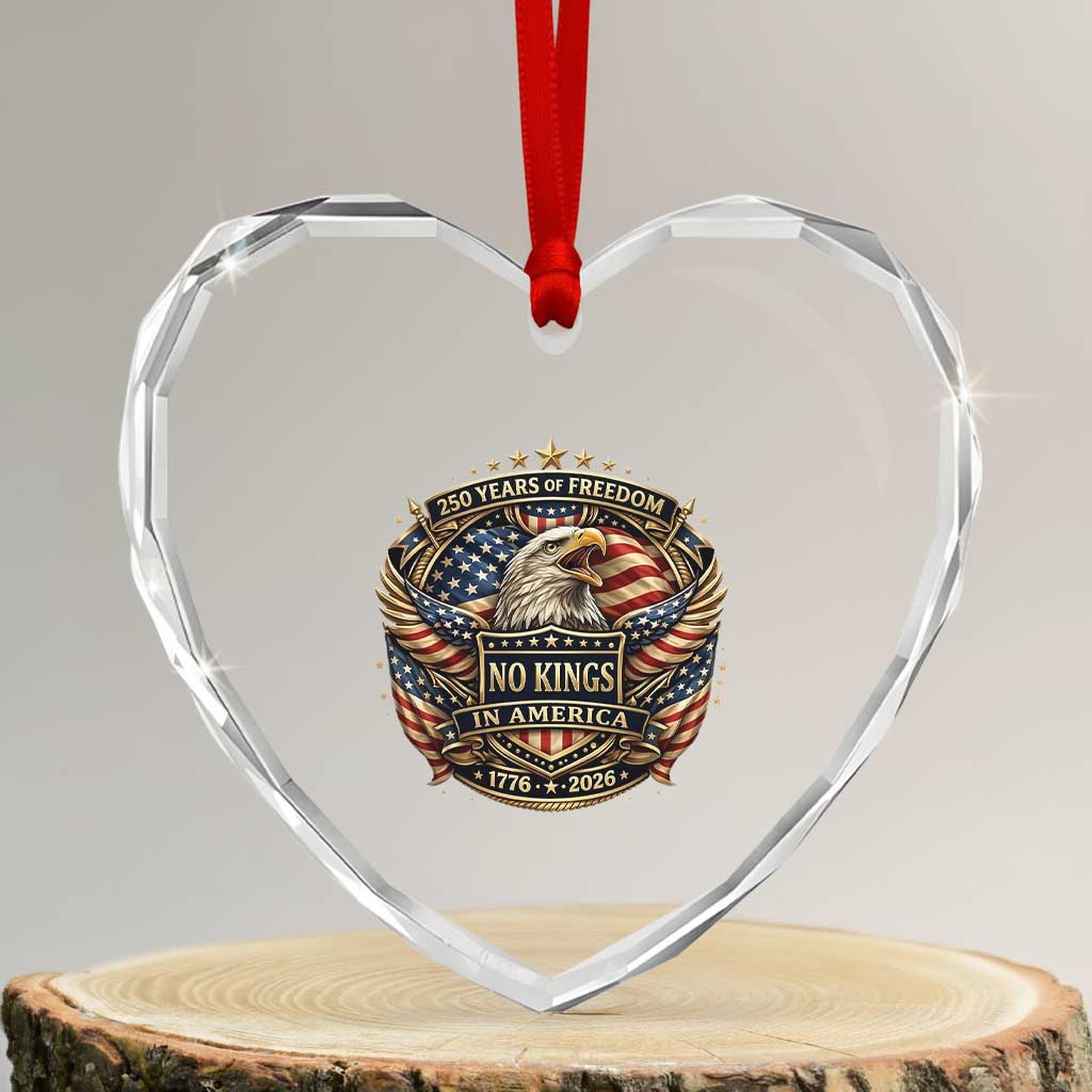Vintage American Flag Eagle 250th Anniversary Heart Crystal Glass Ornament No Kings In America TS12 Transparent Glass 3'' Heart Print Your Wear