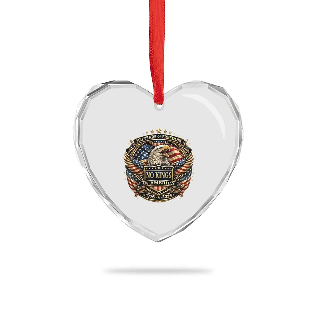 Vintage American Flag Eagle 250th Anniversary Heart Crystal Glass Ornament No Kings In America TS12 Print Your Wear