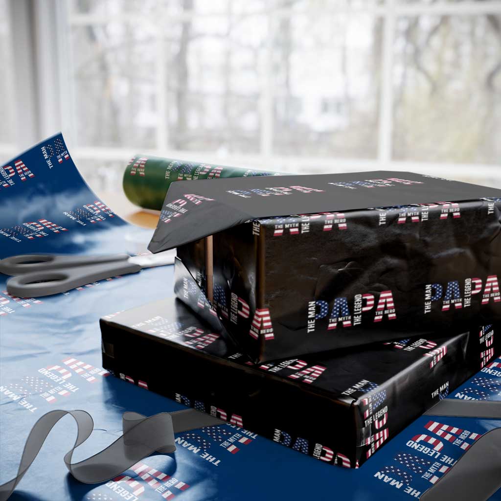 Vintage American Flag Papa The Man The Myth The Legend Wrapping Paper Roll Fathers Day Gift TS12 Black Print Your Wear