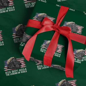 Vintage American Steam Train Wrapping Paper Roll Legend of the Rails Heritage Pride TS02 Green Print Your Wear