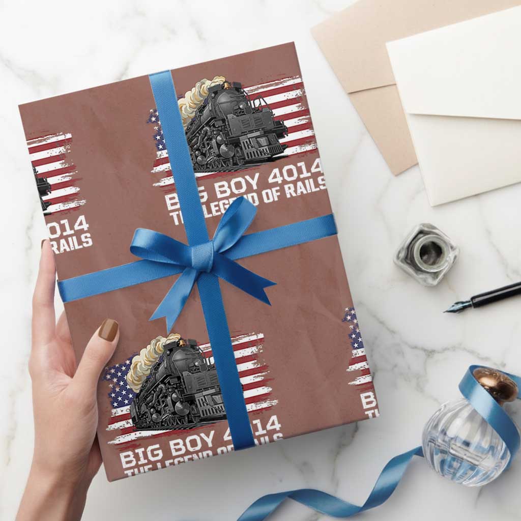 Vintage American Steam Train Wrapping Paper Roll Legend of the Rails Heritage Pride TS02 Mocha Print Your Wear