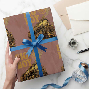 Vintage American Steam Train Locomotive Legend Wrapping Paper Roll Compass Adventure Heritage Pride Graphic TS02 Mocha Print Your Wear