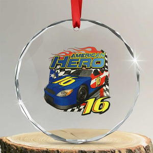 Vintage Americana Speed Legend 16 Tribute Crystal Glass Ornament American Hero #16 Stock Car Memorial - Print Your Wear