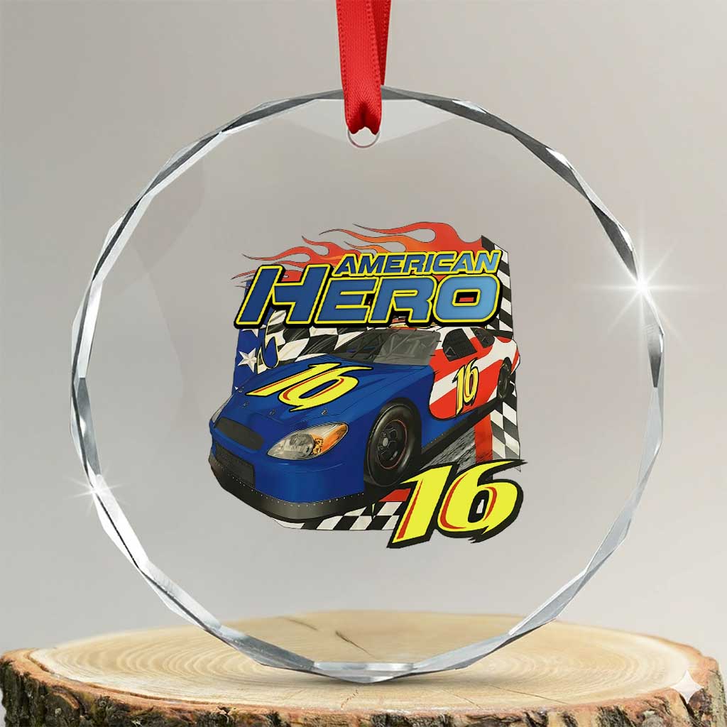 Vintage Americana Speed Legend 16 Tribute Crystal Glass Ornament American Hero #16 Stock Car Memorial - Print Your Wear