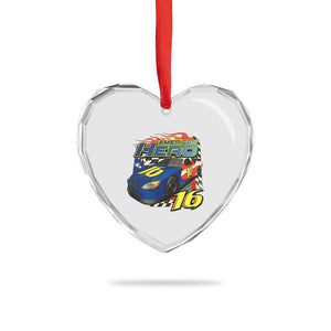 Vintage Americana Speed Legend 16 Tribute Heart Crystal Glass Ornament American Hero #16 Stock Car Memorial - Print Your Wear