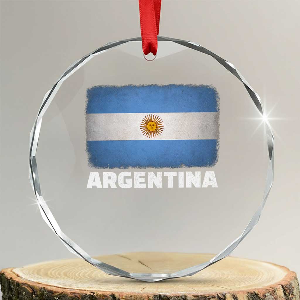 Vintage Argentina Flag Sun of May Argentinian Souvenir Crystal Glass Ornament TS11 Transparent Glass 3'' Circle Print Your Wear