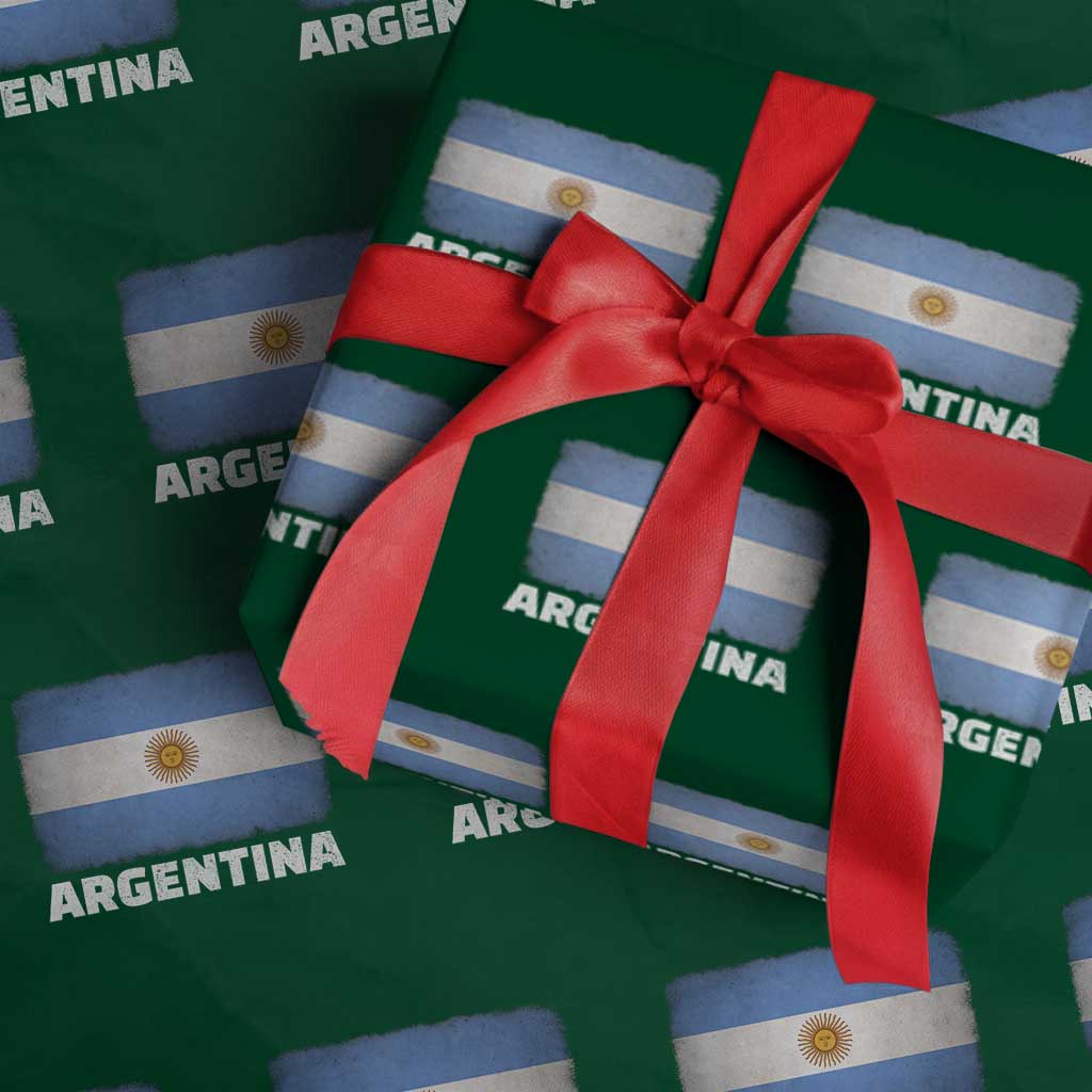 Vintage Argentina Flag Sun of May Argentinian Souvenir Wrapping Paper Roll TS11 Green Print Your Wear
