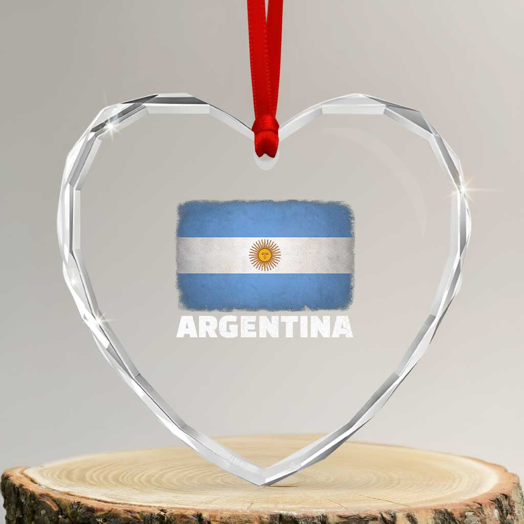 Vintage Argentina Flag Sun of May Argentinian Souvenir Heart Crystal Glass Ornament TS11 Transparent Glass 3'' Heart Print Your Wear