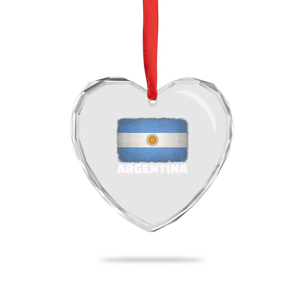 Vintage Argentina Flag Sun of May Argentinian Souvenir Heart Crystal Glass Ornament