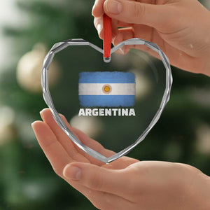 Vintage Argentina Flag Sun of May Argentinian Souvenir Heart Crystal Glass Ornament