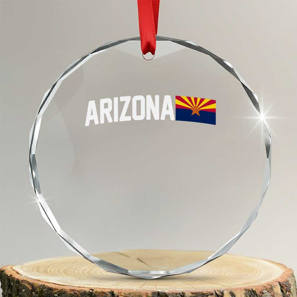 Vintage Arizona AZ State Flag Crystal Glass Ornament TS14 Transparent Glass 3'' Circle Print Your Wear
