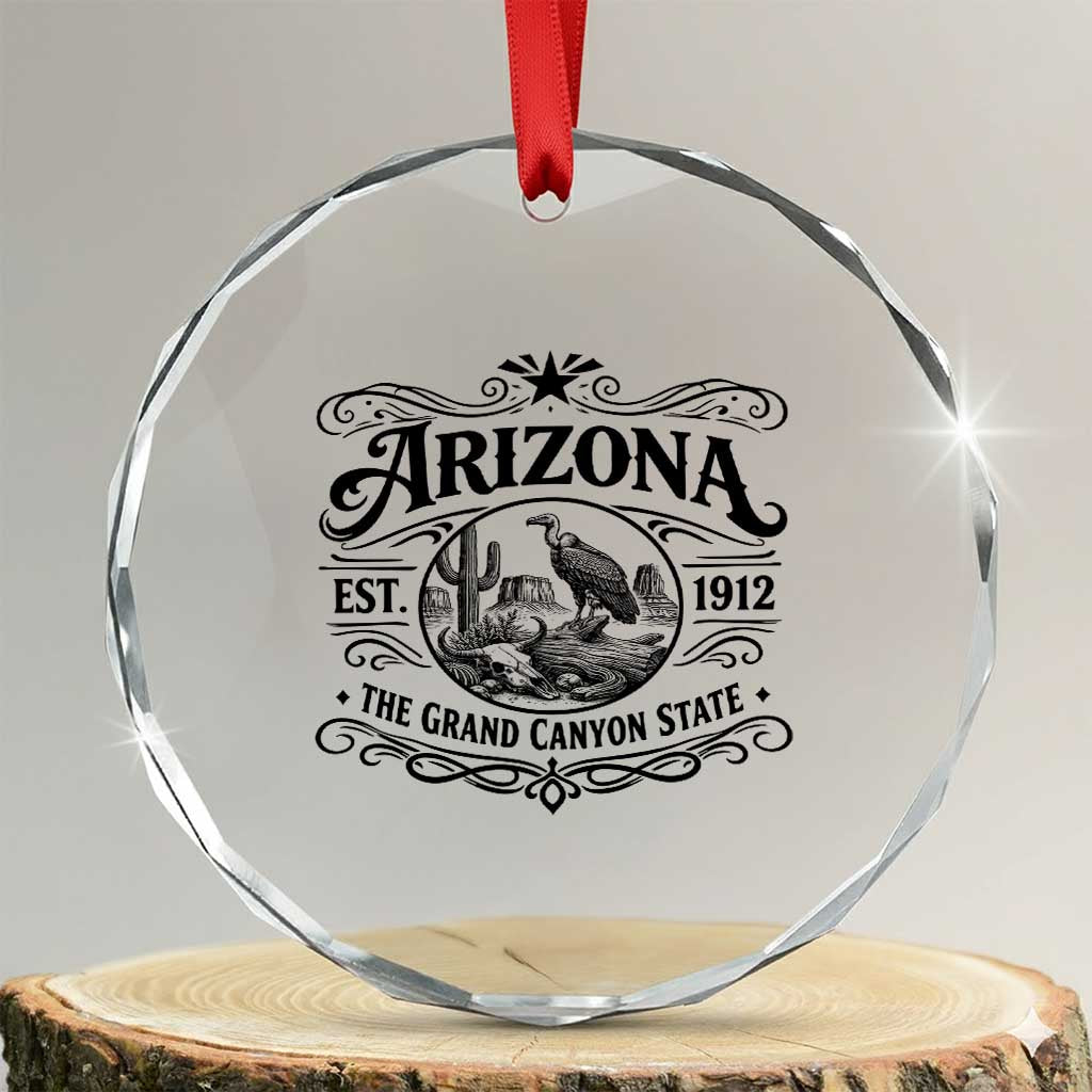 Vintage Arizona Cactus Desert Canyon Western 1912 Crystal Glass Ornament TS12 Transparent Glass 3'' Circle Print Your Wear