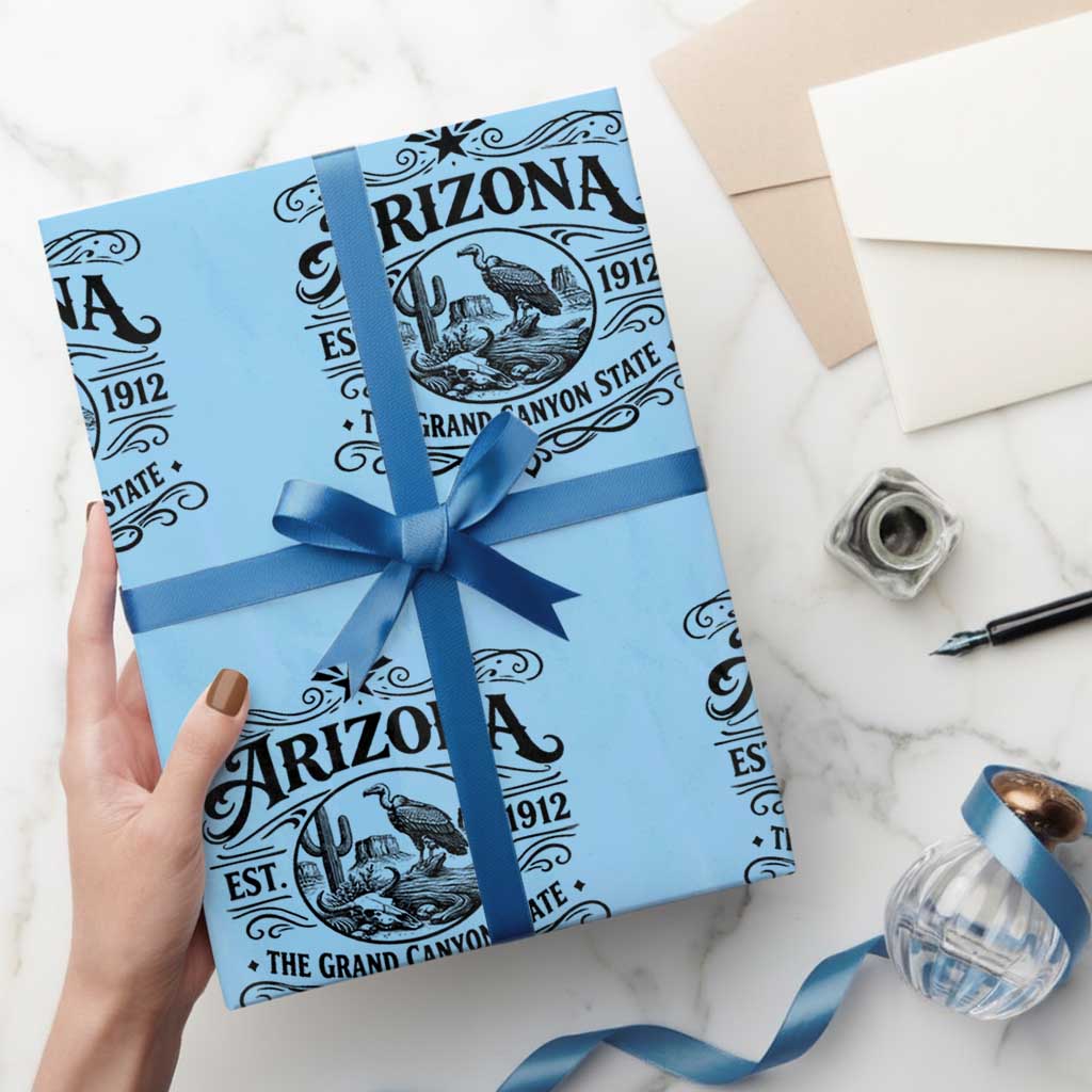 Vintage Arizona Cactus Desert Canyon Western 1912 Wrapping Paper Roll TS12 Light Blue Print Your Wear