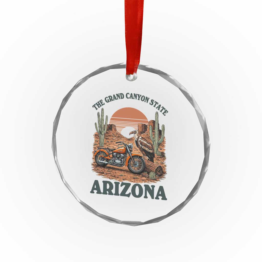 Vintage Arizona Motorcycle Rider Crystal Glass Ornament Desert Cactus Grand Canyon State TS12 Print Your Wear
