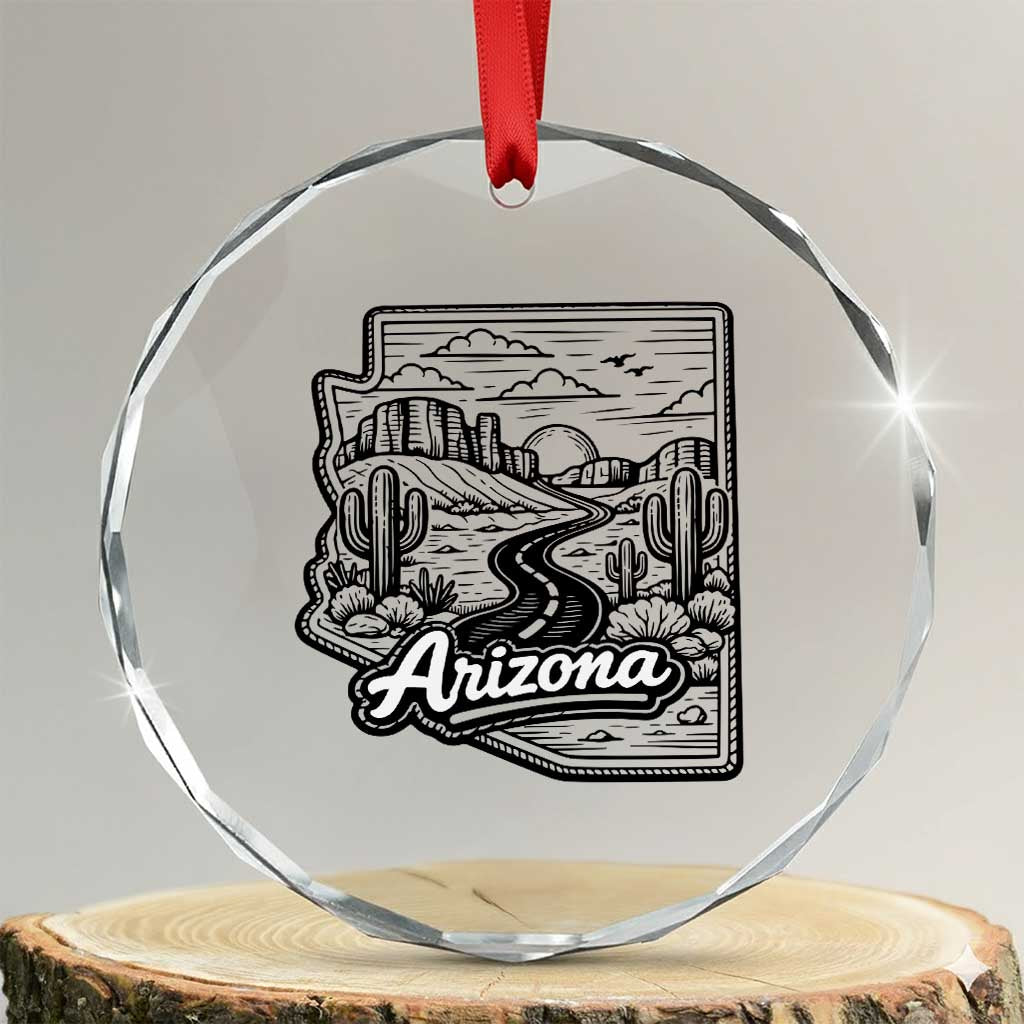 Vintage Arizona Pride Crystal Glass Ornament Cactus Desert Western Landscape TS12 Transparent Glass 3'' Circle Print Your Wear