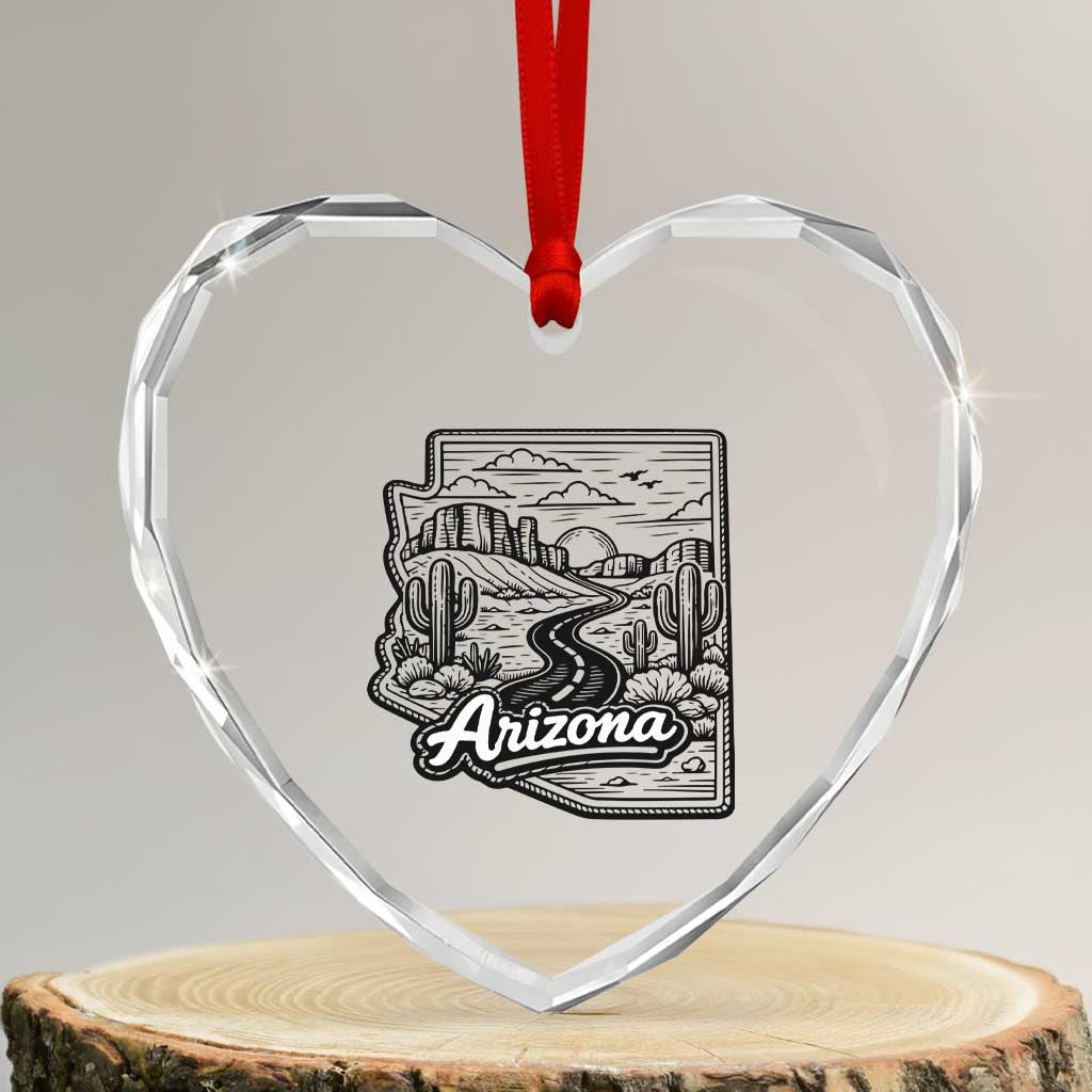 Vintage Arizona Pride Heart Crystal Glass Ornament Cactus Desert Western Landscape TS12 Transparent Glass 3'' Heart Print Your Wear