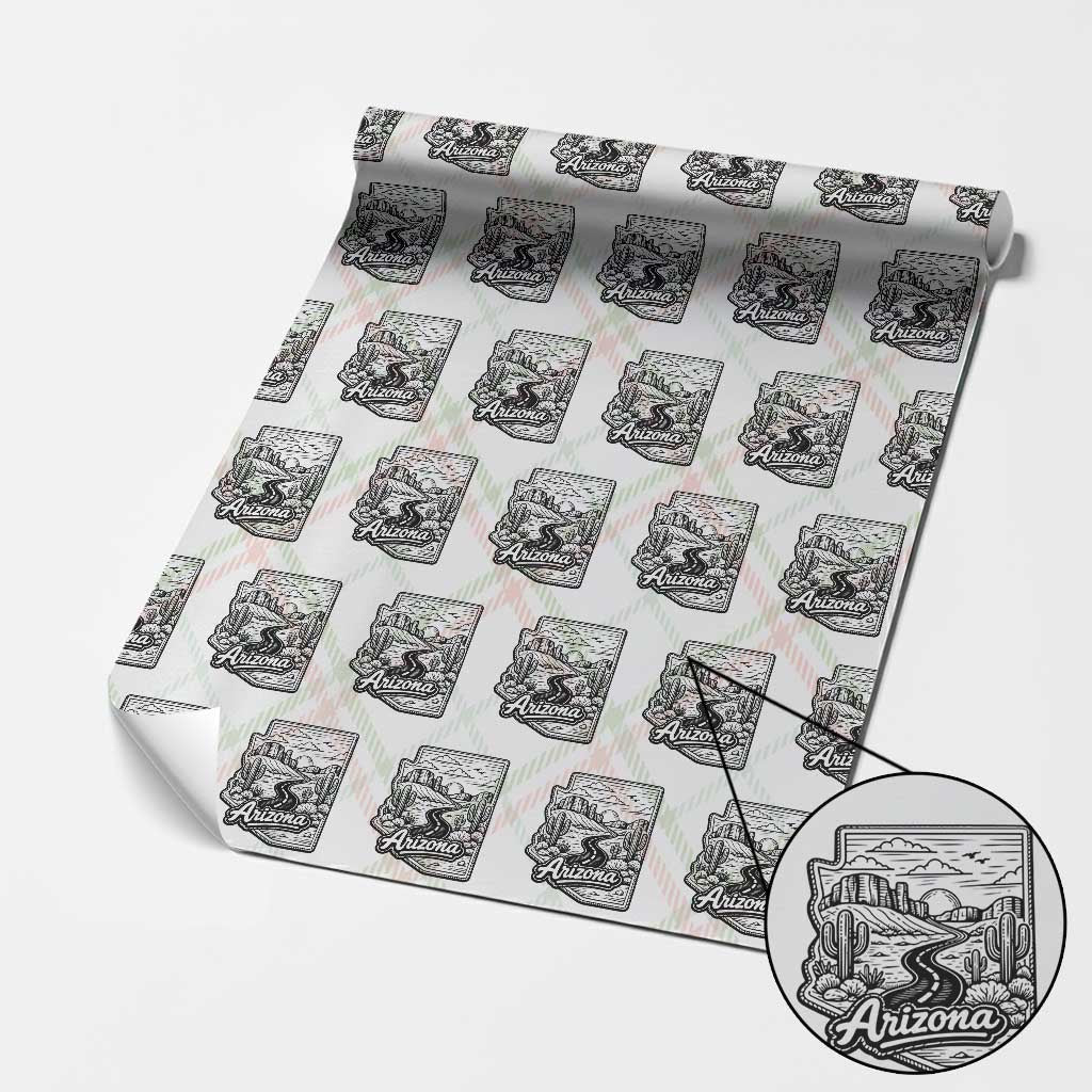 Vintage Arizona Pride Wrapping Paper Roll Cactus Desert Western Landscape TS12 Christmas Plaid Print Your Wear