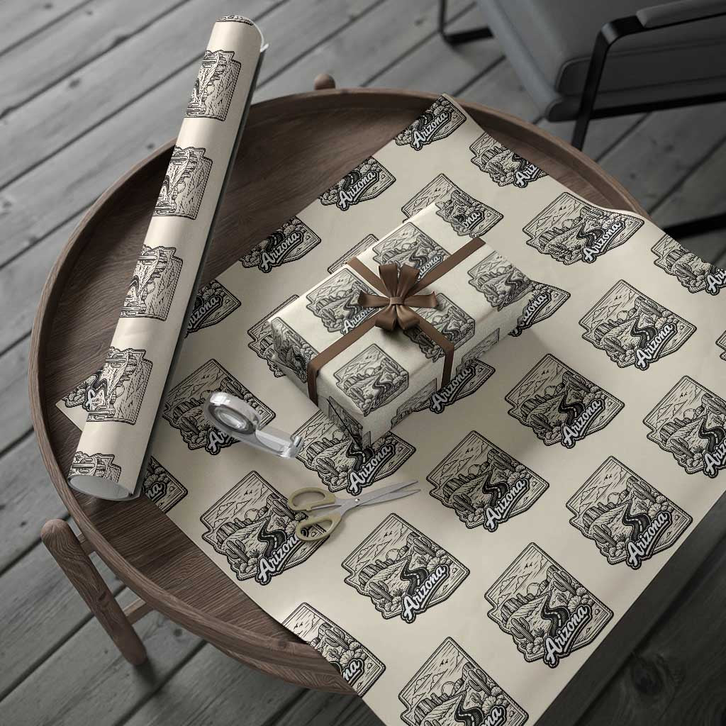 Vintage Arizona Pride Wrapping Paper Roll Cactus Desert Western Landscape TS12 Beige Print Your Wear