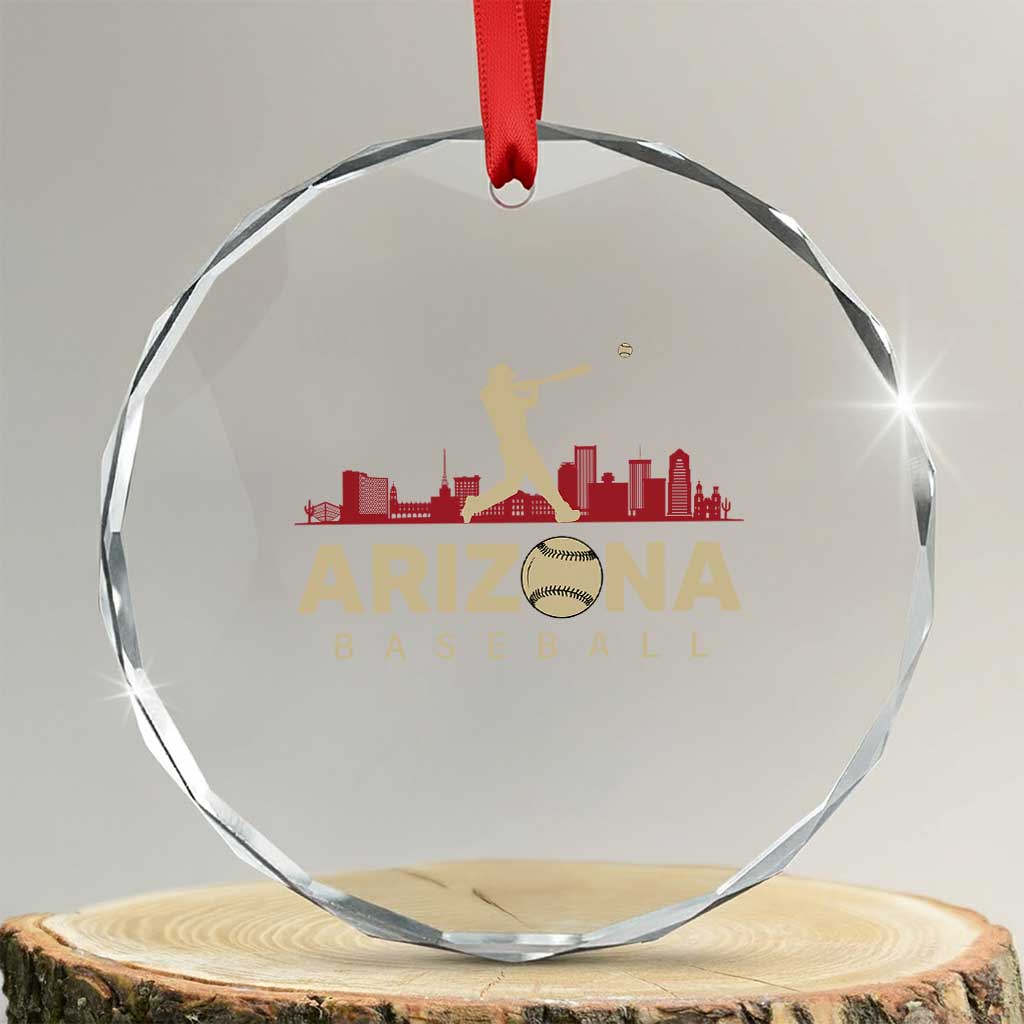 Vintage Arizona State Pride Baseball Player Graphic Crystal Glass Ornament Vintage Phoenix Skyline Batter Sports Fan TS02 Transparent Glass 3'' Circle Print Your Wear