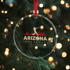 Vintage Arizona State Pride Baseball Player Graphic Crystal Glass Ornament Vintage Phoenix Skyline Batter Sports Fan