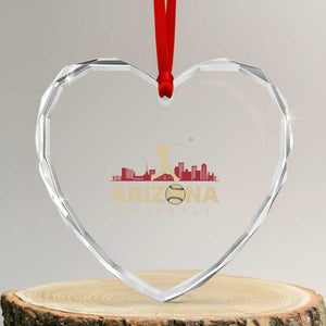 Vintage Arizona State Pride Baseball Player Graphic Heart Crystal Glass Ornament Vintage Phoenix Skyline Batter Sports Fan