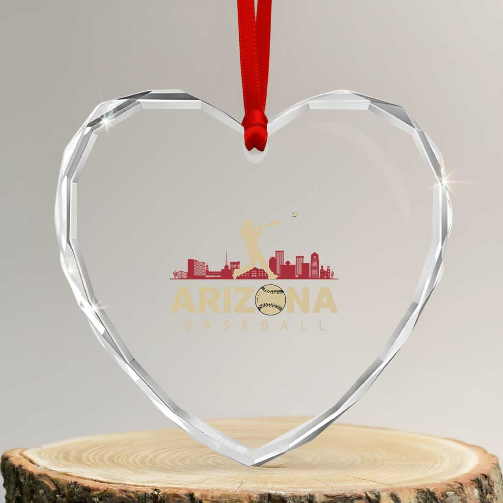Vintage Arizona State Pride Baseball Player Graphic Heart Crystal Glass Ornament Vintage Phoenix Skyline Batter Sports Fan TS02 Transparent Glass 3'' Heart Print Your Wear