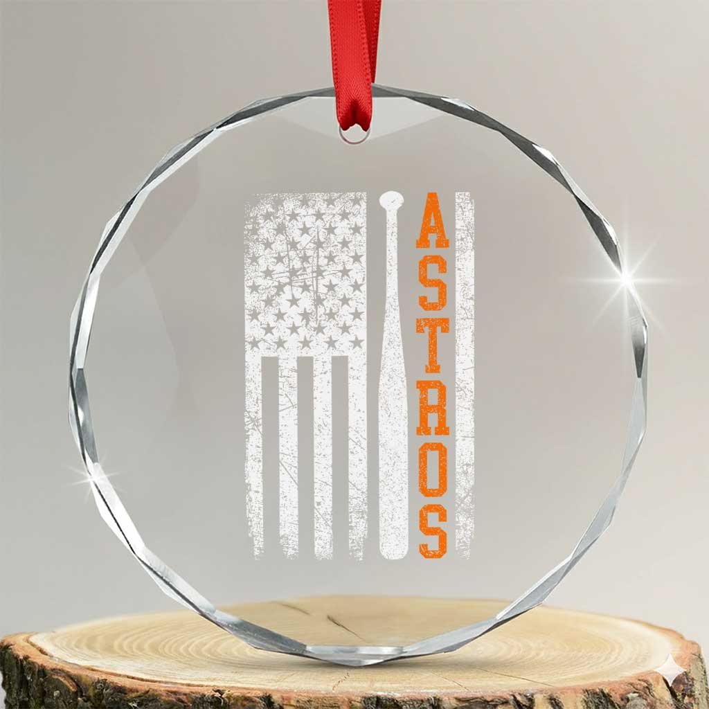 Vintage Astro Crystal Glass Ornament Last Name Baseball American Flag Retro Style 70s 80s 90s TS10 Transparent Glass 3'' Circle Print Your Wear