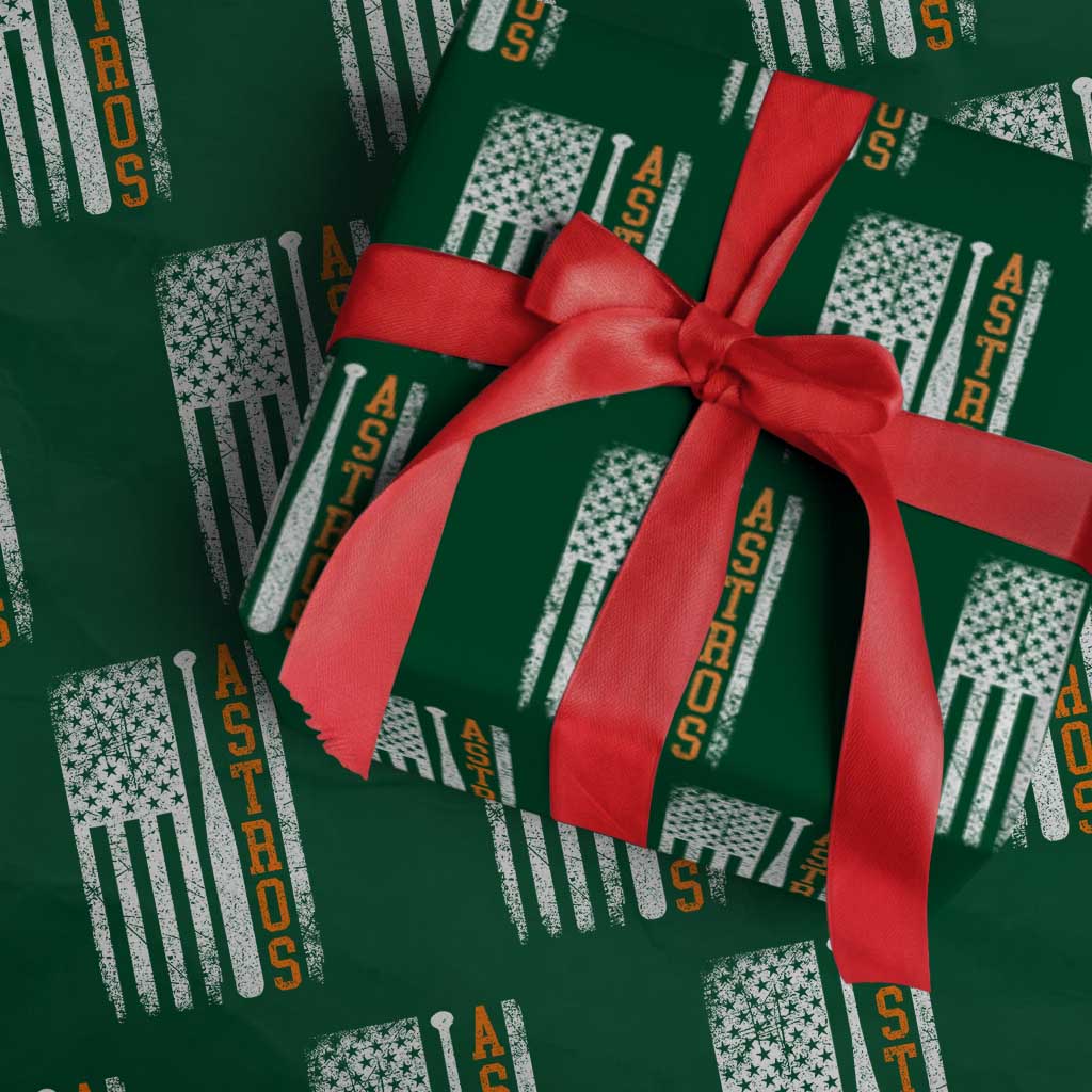 Vintage Astro Wrapping Paper Roll Last Name Baseball American Flag Retro Style 70s 80s 90s TS10 Green Print Your Wear